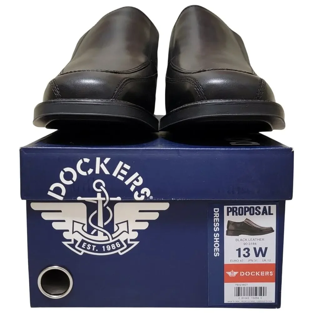 Dockers Men Proposal Slip On Dress Bicycle Toe Loafers Size US 13W Black Leather